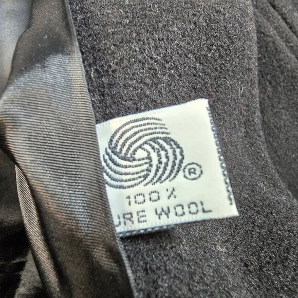 Vintage 80s Embroidered Black Wool Swing Coat, Women's XXL - Picture 7 of 9